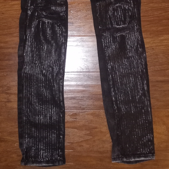 Material Girl Black Sequined Jeans - Picture 2 of 6